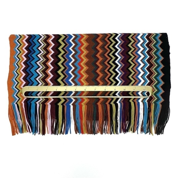 Missoni Scarpia Knit Scarf 18” x 79”Wool Blend Zigzag Multicolor Chevron New NWT - Picture 4 of 9